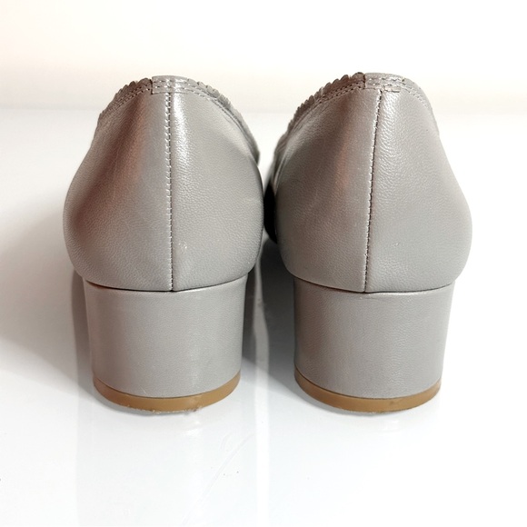 Lauren Ralph Lauren Scallop Pumps 7 Block Heel Gray - Picture 4 of 8